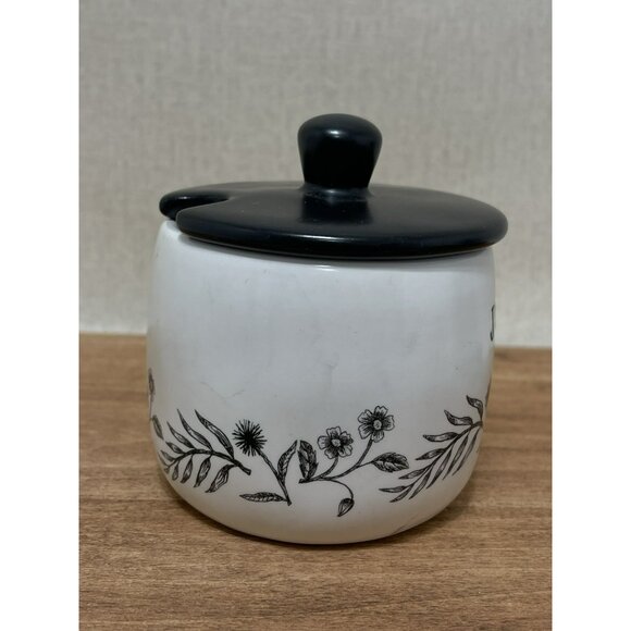 Rae Dunn Artisan Collection Jelly Pot Jar Ivory w Black - Picture 6 of 9